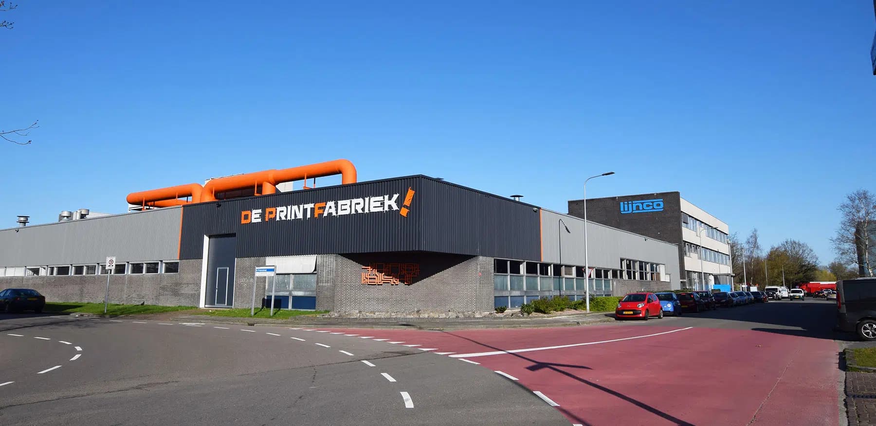 Bedrijfsverzamelgebouw de Printfabriek aan de Atoomweg 10 in Groningen, waar het kantoor van Schoonmaakdeal.nl zit